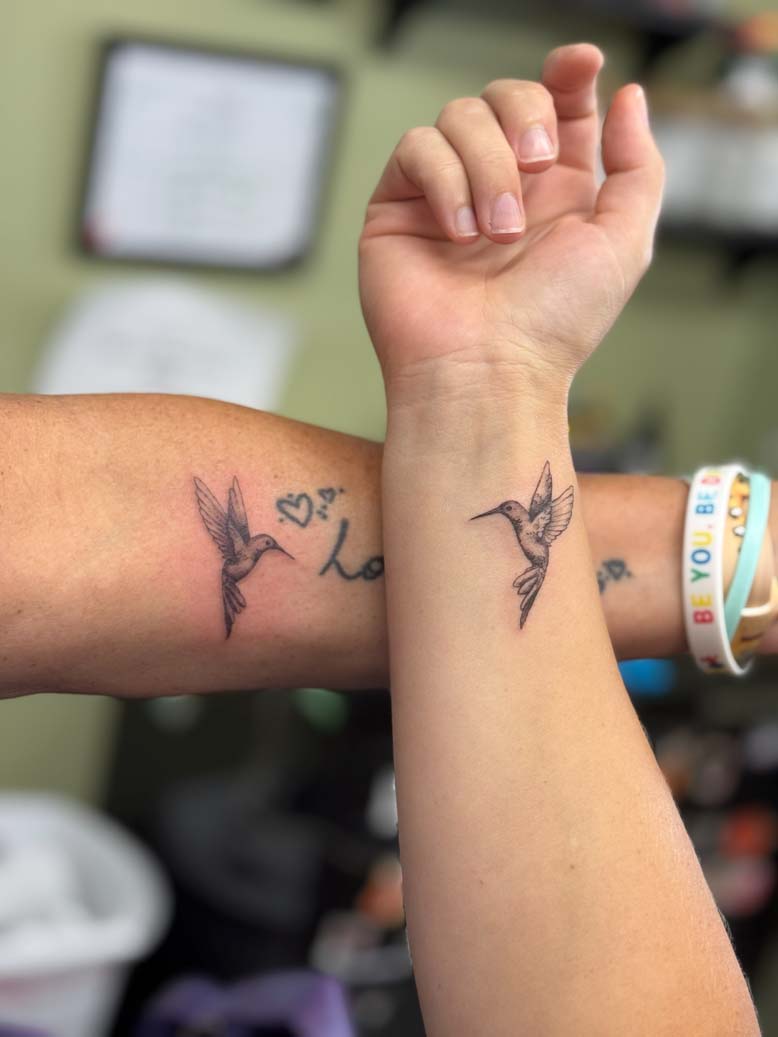 Friend hummingbird wrist tattoos