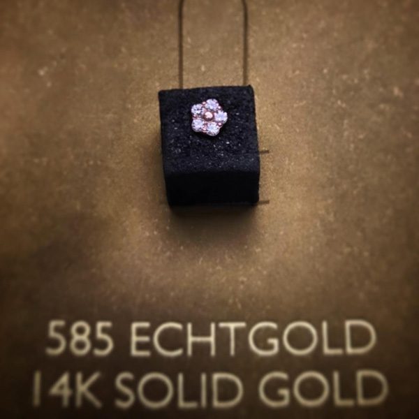 14K solid gold floral post earring